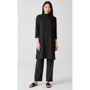 Eileen Fisher Washable Stretch Rib Funnel Neck Dress - Size Medium